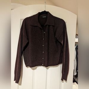 NAADAM Truffle Color Cashmere Collared Crop Sweater, Size S